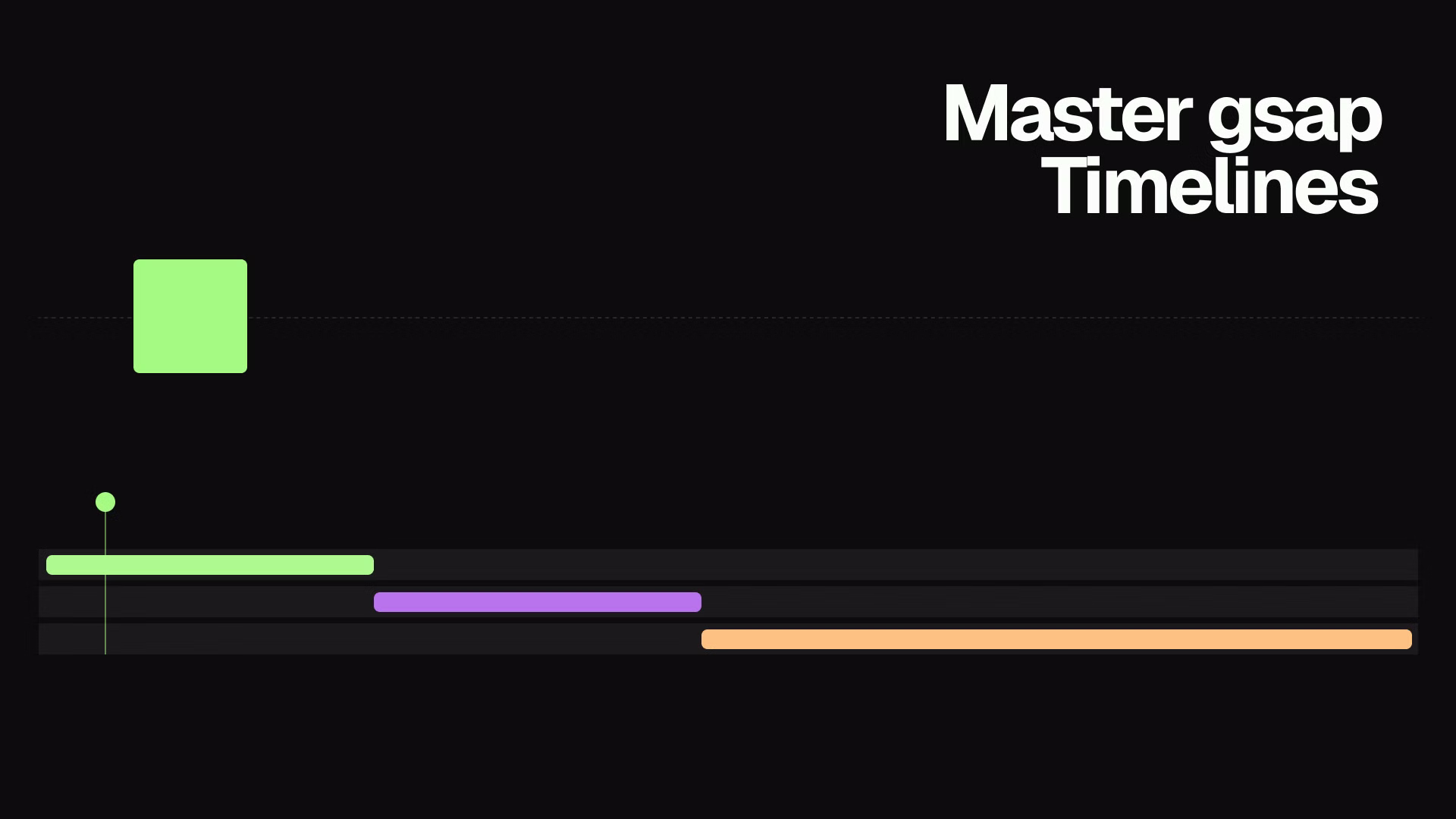 GSAP timeline tutorial showing animation sequencing with gsap.timeline() position parameter